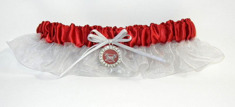 Troy University Inspired Garter with Licensed Collegiate Charm